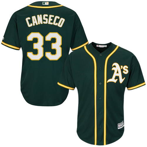 Athletics #33 Jose Canseco Green Cool Base Stitched Youth MLB Jersey - Click Image to Close